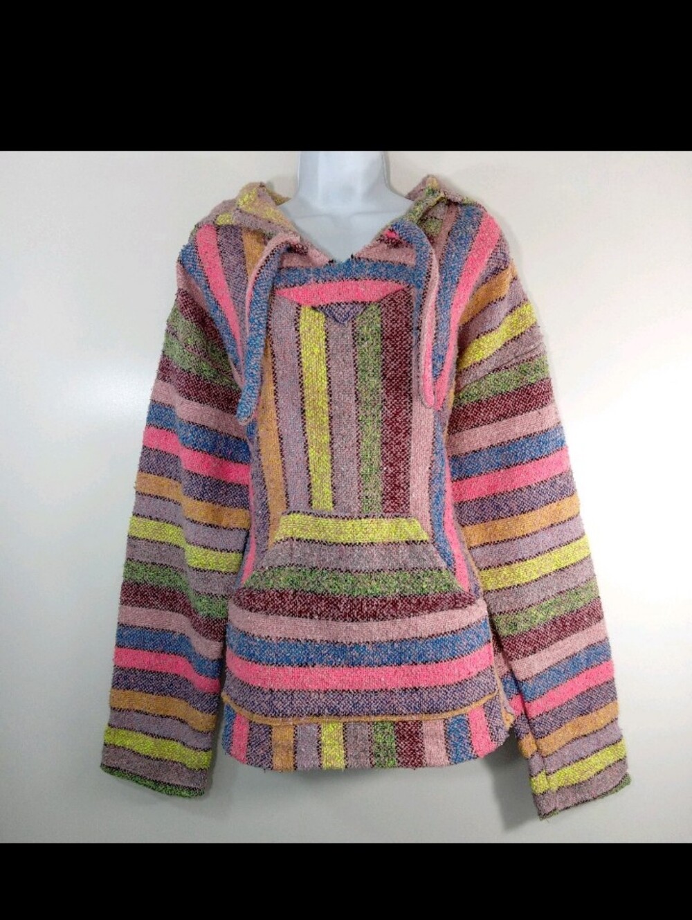EARTHBOUND Multicolor Striped Hooded Sweater - Pink, Blue, Green, Yellow, Brown